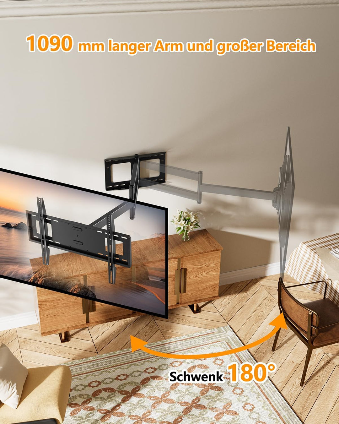 FORGING Mount TV Wandhalterung mit 1090 mm Extra Langem Gelenkarm für 32-80 Zoll LCD/LED/OLED Flachb