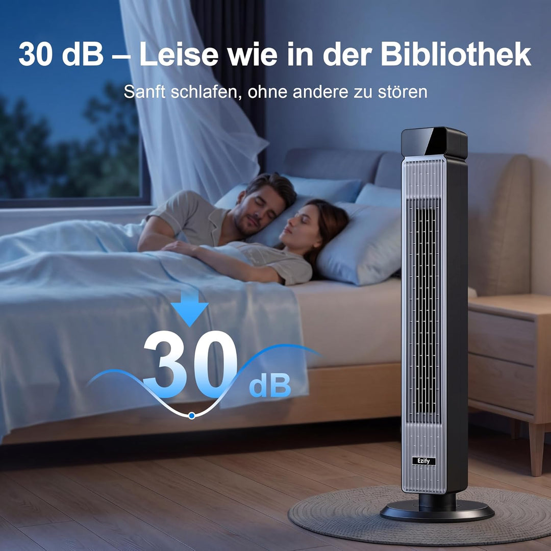 Ezify Turmventilator, 7,3 m/s Ventilator Grosser Luftdurchsatz, Turmventilator Sehr Leise mit Fernbe