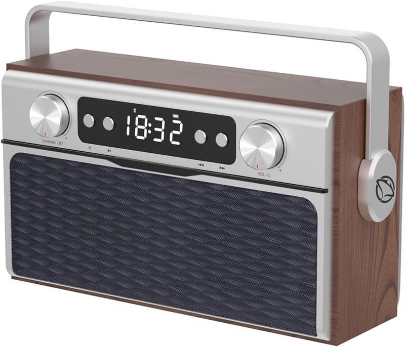 Manta Retro Radio mit Bluetooth 5.0 - Büro FM-Radio mit 50 Senderspeicherplätzen - 20 W Küchenradio