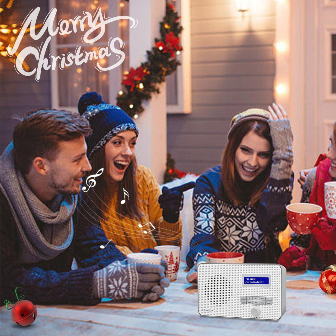 LEMEGA DR1 Tragbares DAB/DAB+ und UKW-Digitalradio,DAB-Radio mit Handbedienung,Doppelalarm,Schlummer