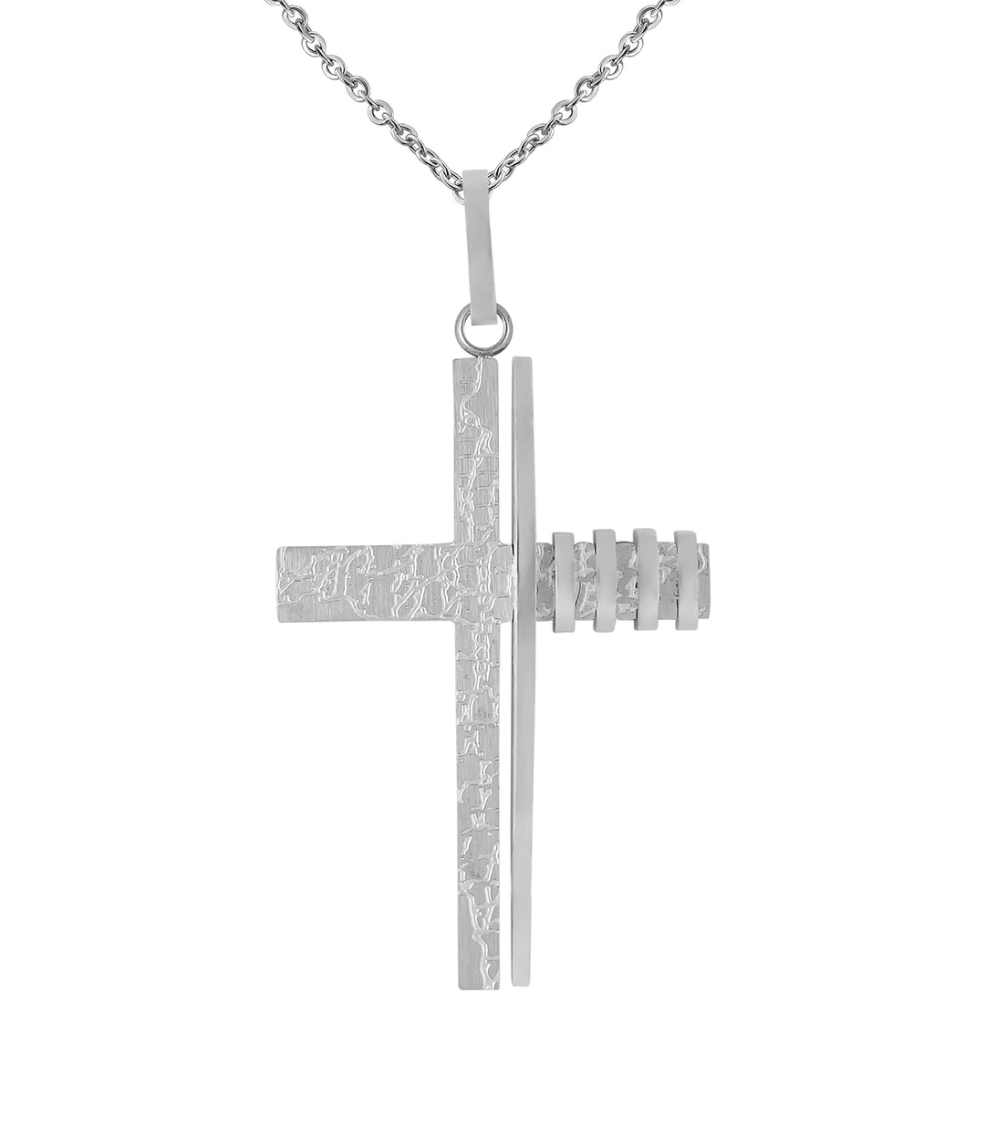 Hanessa Personalisierte Kette mit Gravur Edelstahl 45-60 cm mit Anhänger Kreuz silber - Personalisie