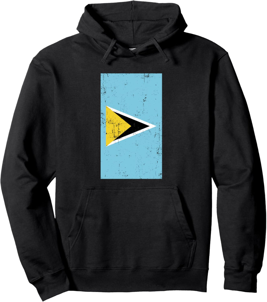 Saint Lucia Caribbean Castries Distressed Flag Pullover Hoodie