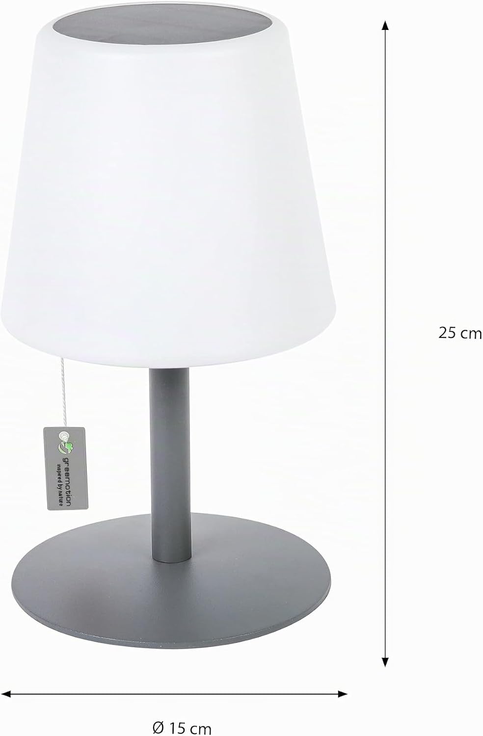 greemotion LED-Solar-Tischleuchte Outdoor, grau, Akku Tischlampe dimmbar