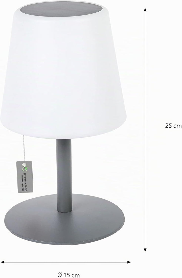 greemotion LED-Solar-Tischleuchte Outdoor, grau, Akku Tischlampe dimmbar
