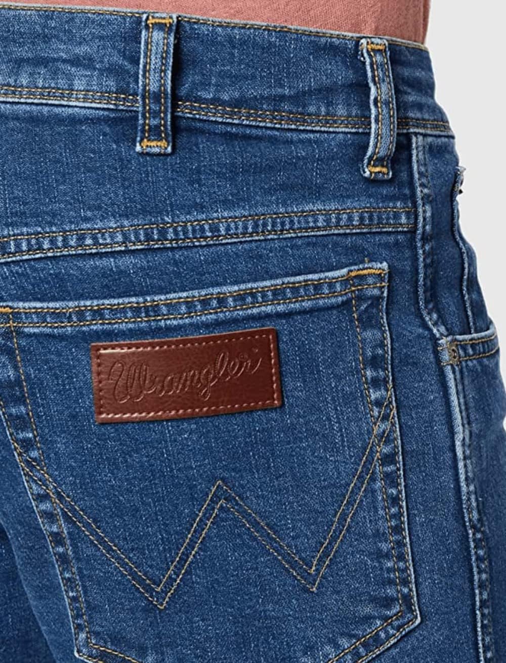 Wrangler Herren Jeans Texas - Regular Fit - Blau - Arm Strong W29-W50 Stretch 40W / 34L Best Rocks,