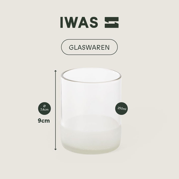 IWAS Upcycling-Trinkgläser, transparent, 250 ml, 6 Stück