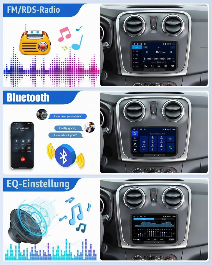 CAMECHO 4G+64G Android 15 Autoradio für Renault Dacia Dokker Logan Duster Sandero Lodgy mit Navi Car