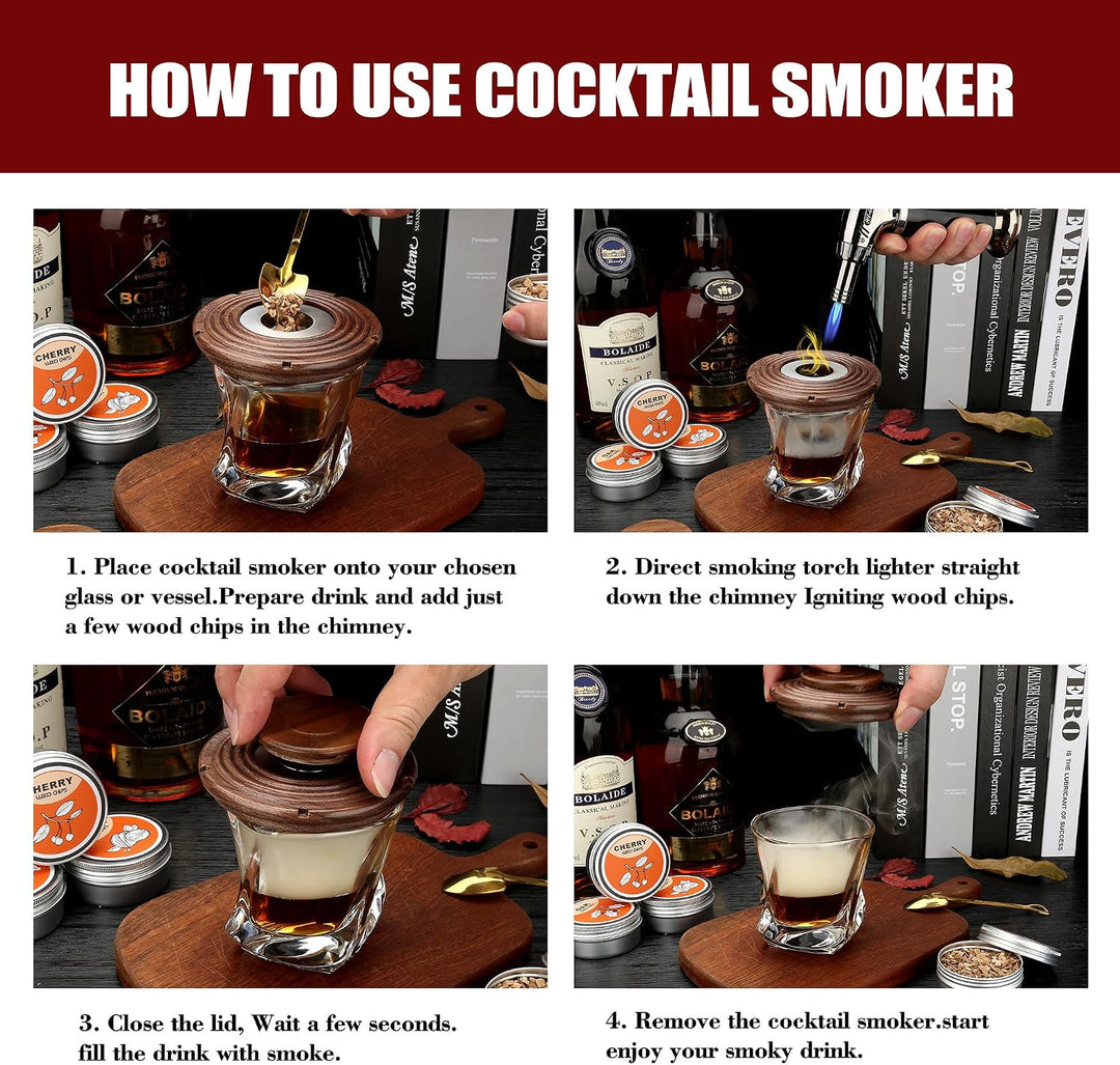 Cocktail Smoker Kit, Whisky Steine, Flambierbrenner, Vatertagsgeschenk, Old Fashioned Whiskey Smoker