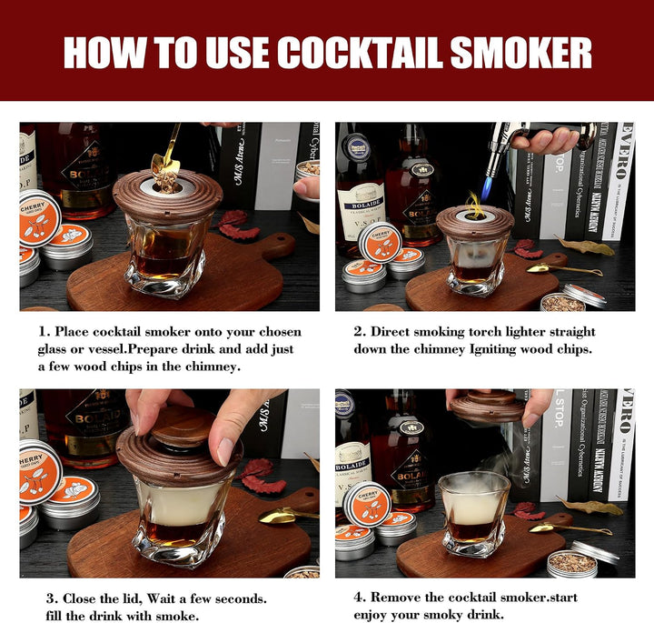 Cocktail Smoker Kit, Whisky Steine, Flambierbrenner, Vatertagsgeschenk, Old Fashioned Whiskey Smoker
