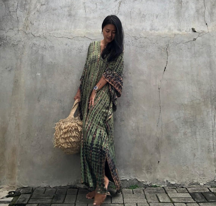 Damen Strandkleid Boho Strandponcho Plus Grösse Kaftan Sommerkleid Maxikleid Lose Maxi Kimono Kaftan