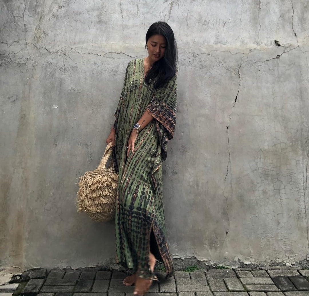 Damen Strandkleid Boho Strandponcho Plus Grösse Kaftan Sommerkleid Maxikleid Lose Maxi Kimono Kaftan