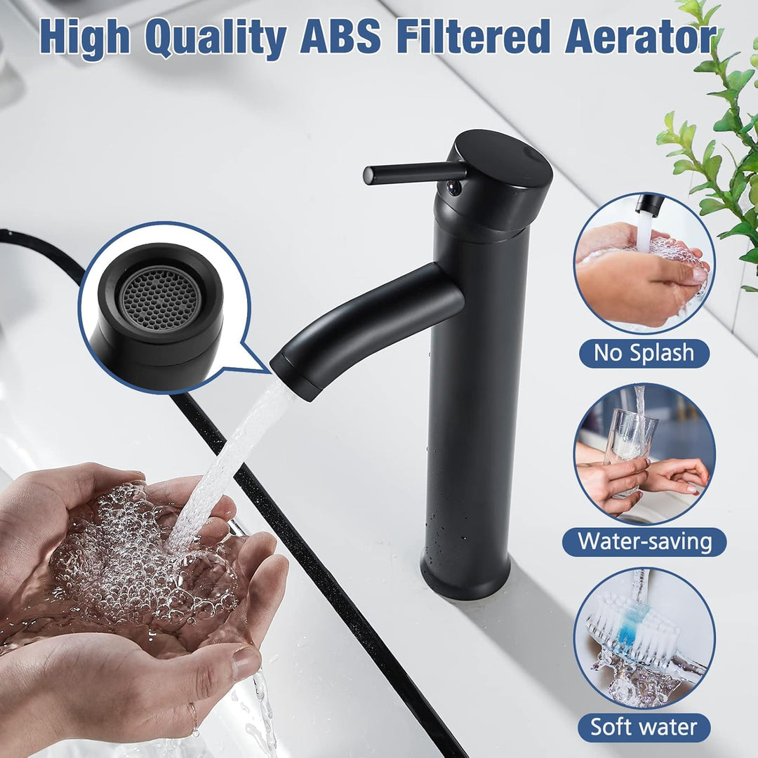 kisimixer Wasserhahn Bad Schwarz, Waschtischarmatur Schwarz Einhandmische, Waschbecken Armaturen Kal