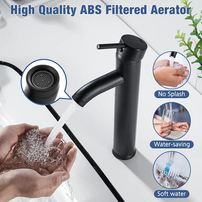 kisimixer Wasserhahn Bad Schwarz, Waschtischarmatur Schwarz Einhandmische, Waschbecken Armaturen Kal