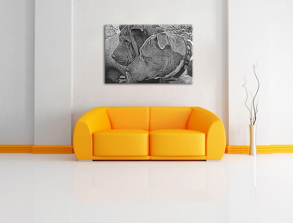 zwei Hunde im Profil Deluxe Format: 100x70 cm auf Leinwand, XXL riesige Bilder fertig gerahmt mit Ke