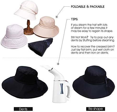 Comhats Sonnenhüte für Frauen mit breiter Krempe, UPF 50 UV-Sonnenschutz, faltbar, Sommer-Strandhut,