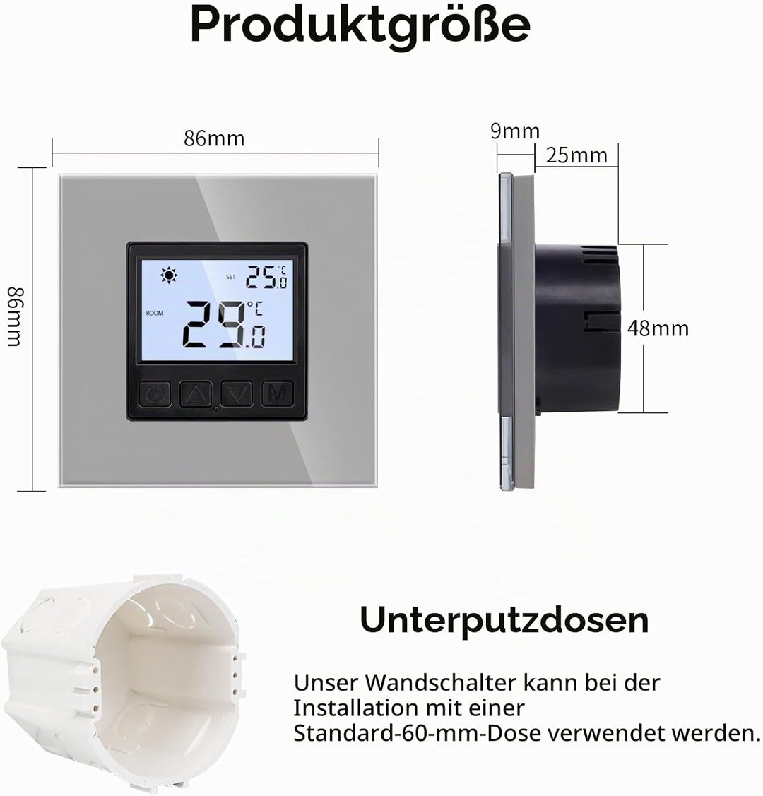 JIMEIDA Digital Programmierbar Thermostat Heizung Grau Bodenheizkammer Konstante Temperaturkammer fü