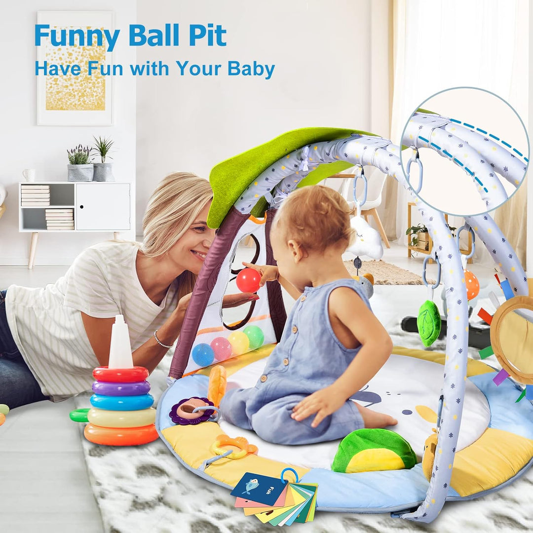 Lupantte Baby Spieldecke,Spielbogen Baby 2 Austauschbaren Bezügen,Spielmatte mit Spielbogen Abnehmba