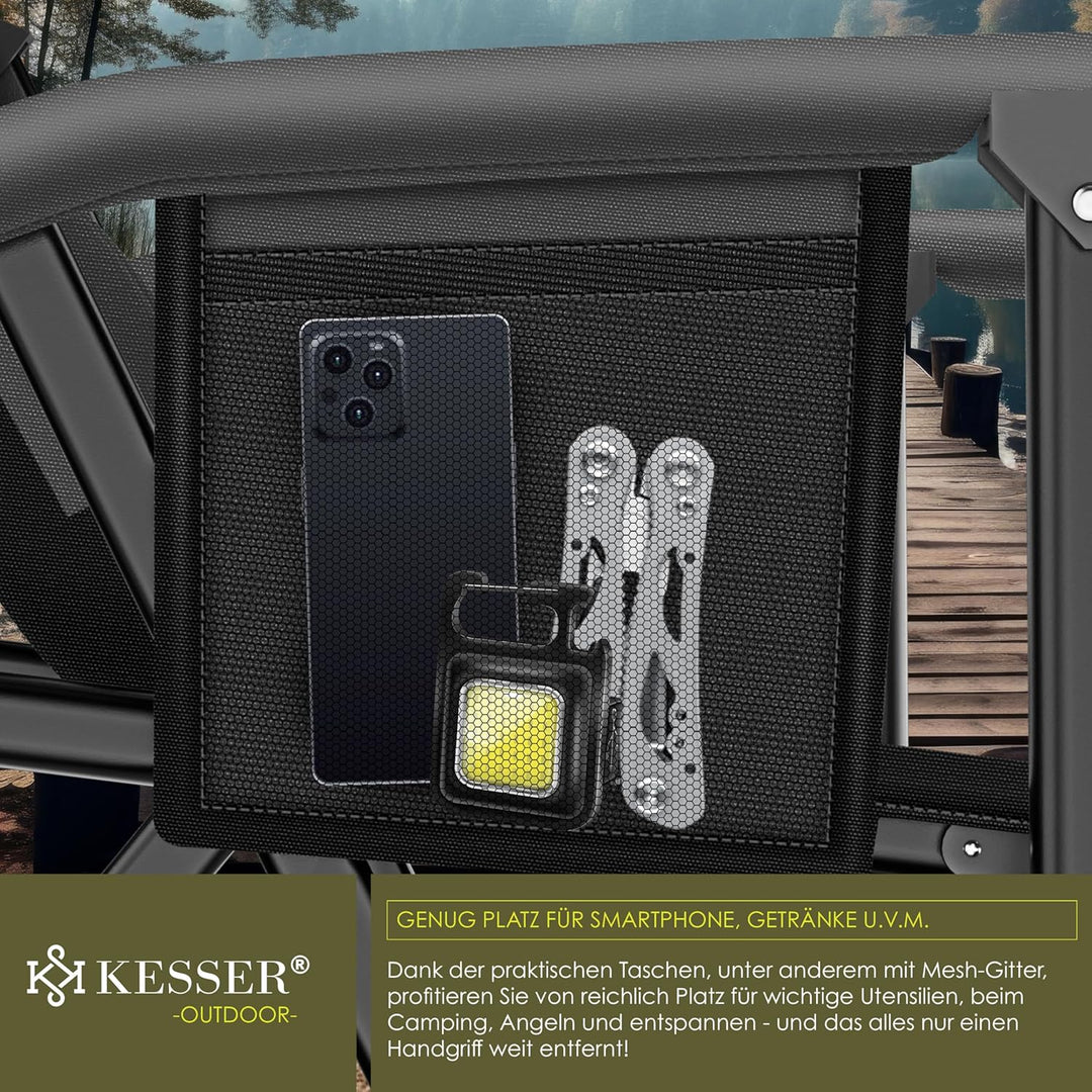 KESSER® Campingstuhl faltbar bis 160 kg | Angelstuhl Faltstuhl Klappstuhl Gepolstert mit Armlehnen |