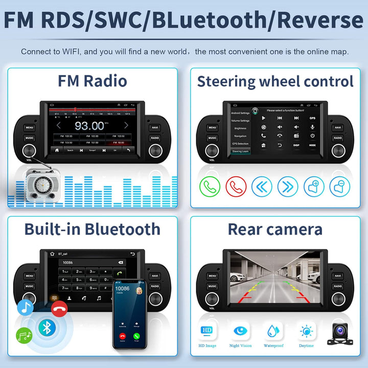 Hikity 1G 32G Android 13 Carplay Autoradio Wireless mit Navi Für Fiat Panda 2013-2020 6.2Zoll Touchs