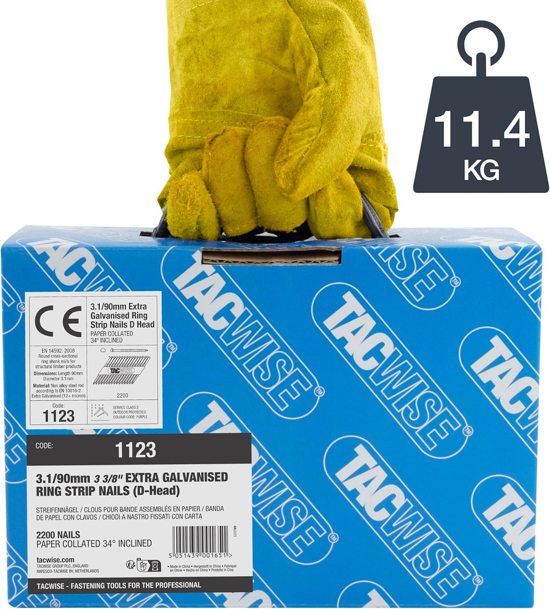 TACWISE 1123 Streifennägel Ring Verzinkt 3,1/90mm (2.200 Stück), Grey, 2200 x 3.1 / 90mm 2200 Stück,