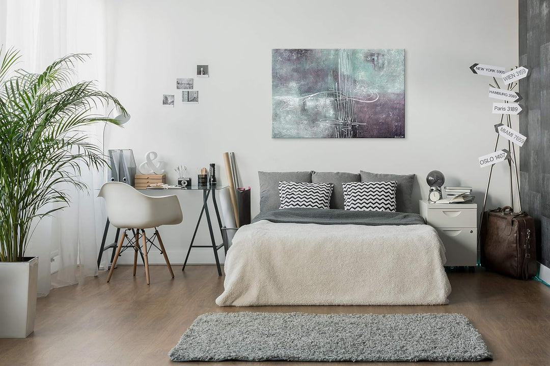 YS-Art Abstrakt Acryl Gemälde auf Leinwand Melodie handgemalt Wandbilder Wohnzimmer modern Wohndekor