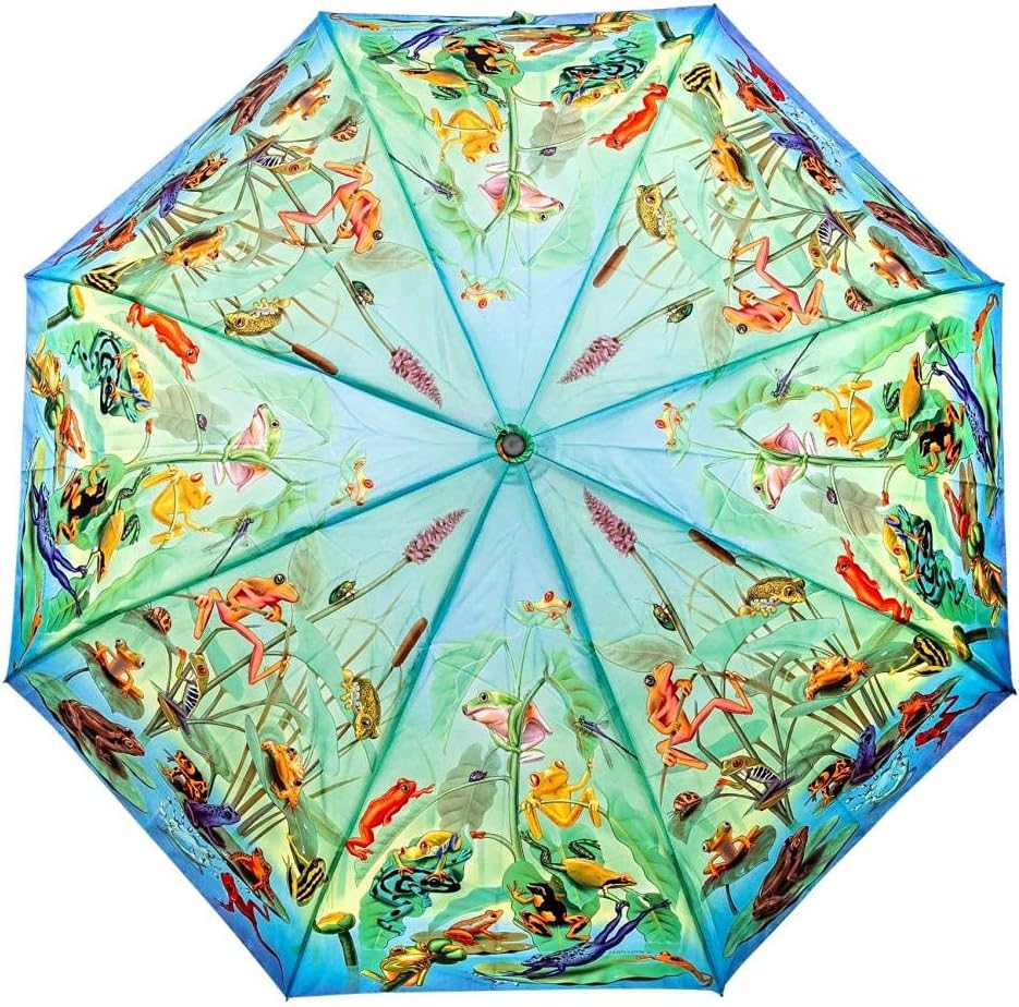 LUCKYWEATHER Regenschirm Taschenschirm Mini Damen/Herren Motiv Frog Family I Taschenschirme klein un