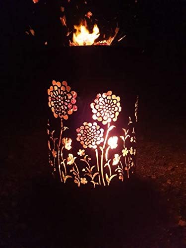 TiKo-Design Feuertonne - Lagerfeuertonne - Feuerkorb mit Flower Power Motiv – Verleihen Sie Ihrem Ga