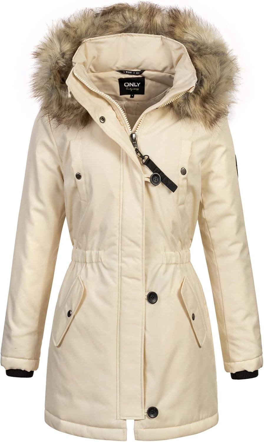 ONLY Damen ONLIRIS FUR Winter Parka CC OTW 15213755 S Eggnog, S Eggnog