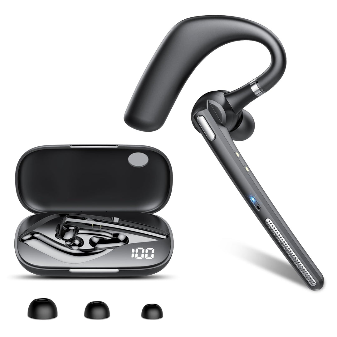 Bluetooth Headset V5.4, 100 Std Freisprecheinrichtung Wireless Headset mit LED-Ladebox, ENC Dual Ger