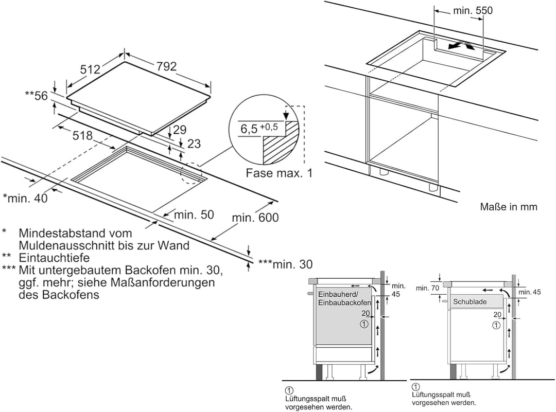 Neff T68PT6QX0 Induktionskochfeld N70 / 80 cm / Autarkes Kochfeld / TwistPad / FlexInduktion / Power