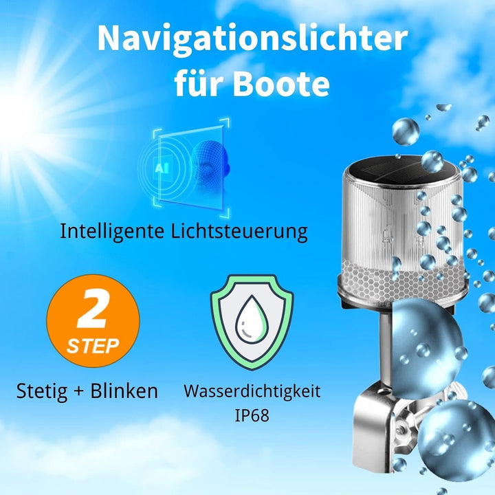 Cloud Fire Navigationslichter für Boote, Ankerlicht Boot Solar LED Toplicht 0.5nm mit Halterung,IP67