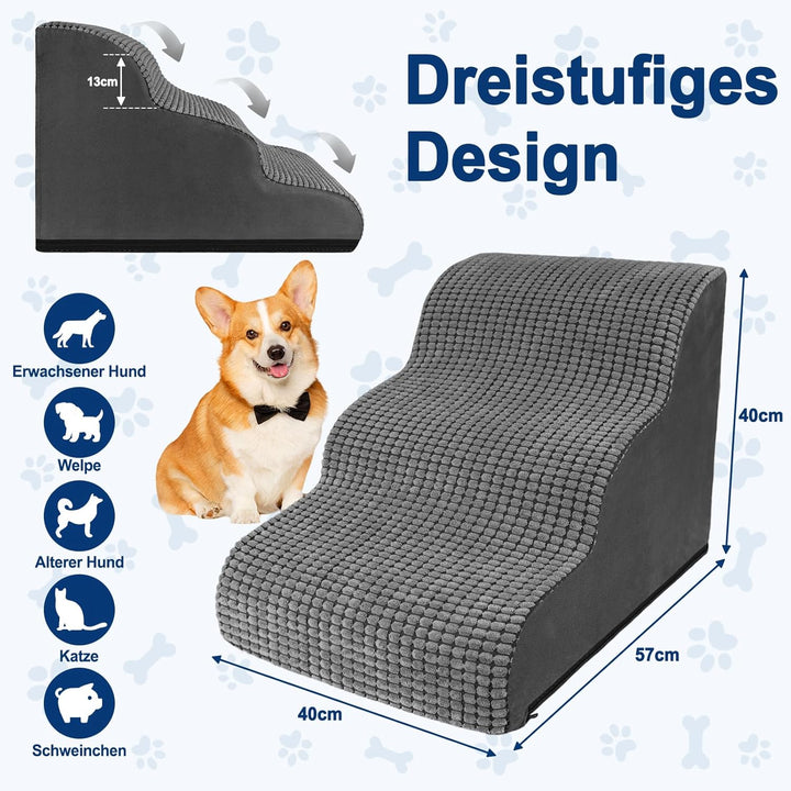 VSIWB Hundetreppe für Kleine Hunde 40 cm Hoch, Haustiertreppe für Bett und Sofa aus Hochdichtem Schw
