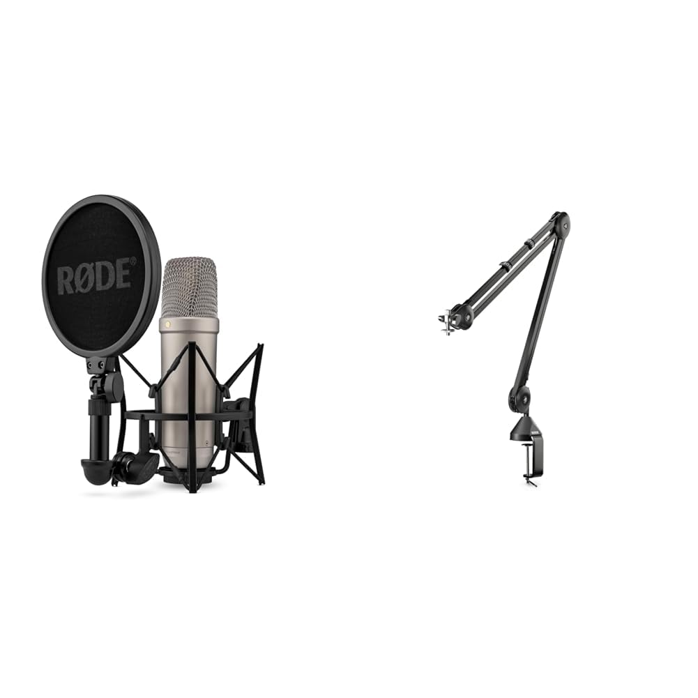 RØDE NT1 5 Generation Grossmembran-Kondensatormikrofon & PSA1 Rundfunk-Gelenkarmstativ, Schwarz NT1