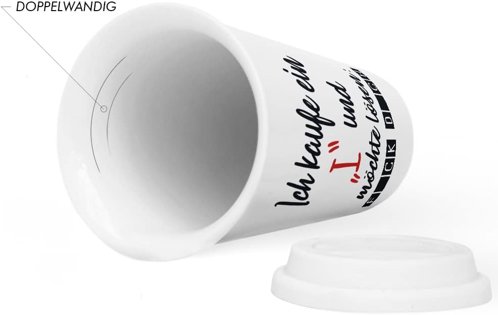 JUNIWORDS To-Go Becher mit Deckel, Ich kaufe ein I und möchte lösen F*CK D*CH