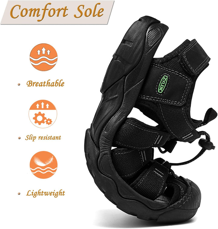 Herren Sandalen Leder Strand Trekkingsandalen Outdoorschuhe Sommer Wanderschuhe Männer Sport-Outdoor