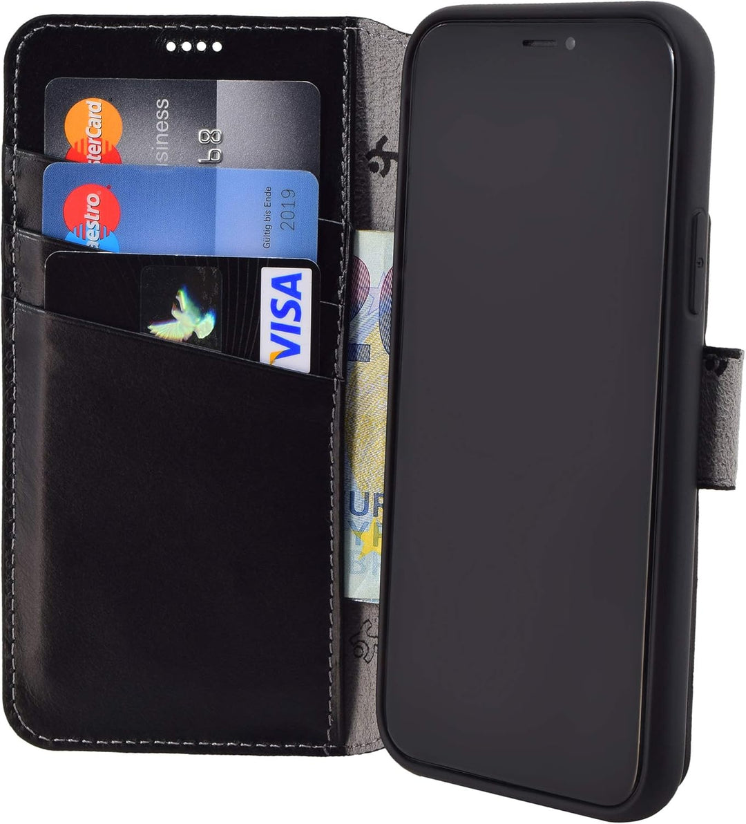 Suncase Book-Style Hülle kompatibel mit iPhone 11 (6.1 Zoll) Leder Tasche (Slim-Fit) Lederhülle Hand