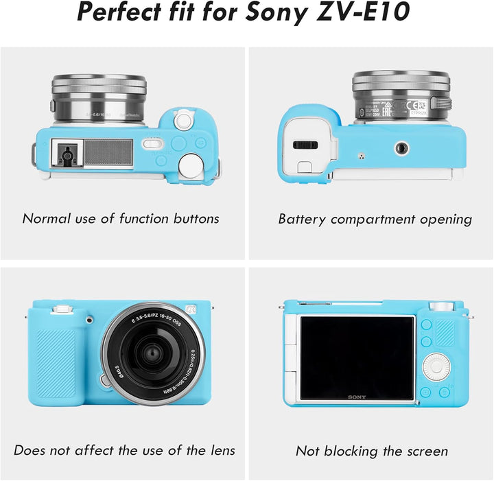 Rieibi ZVE10 Hülle, Weiche Silikon-Schutzhülle für Sony ZV-E10 ZVE10 Kamera, blau, Kameratasche, bla