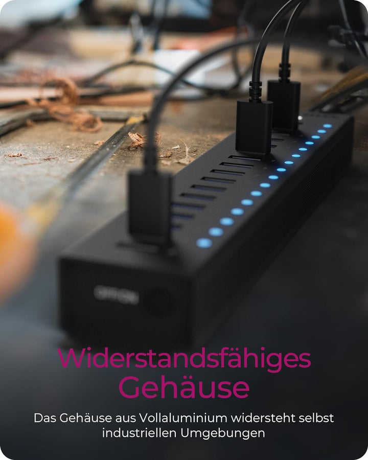 ICY BOX USB HUB (17 Ports) 16x USB & 1x USB Laden, USB 3.2 Gen 1 (5 Gbit/s pro Port), mit 96W Netzte