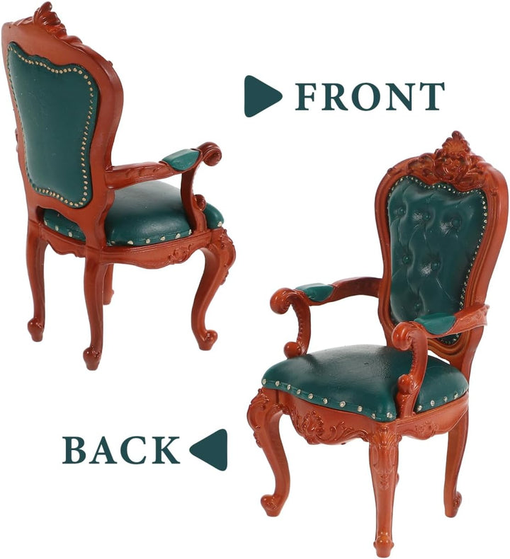 HEMOTON Puppenhaus Stuhl 1:12 Miniatur Möbel Biedermeier Stil Grüner Rückenlehnenstuhl Für Puppenzub