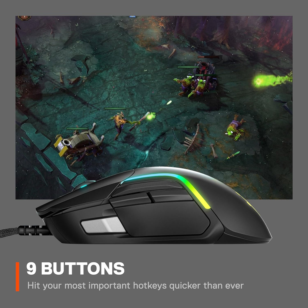 SteelSeries Rival 5 - Gaming-Maus - TrueMove Air Optische Sensor mit 18CPI - 9 programmierbare Taste