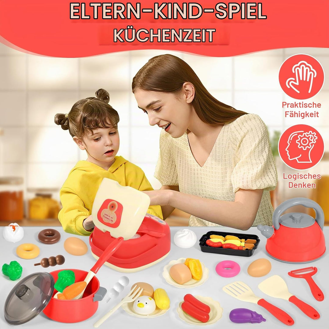 68 Pcs Komplettset für Kinderküchenzubehör, Küchen Rollenspiel Spielzeug, Küchenspielzeug mit Töpfen