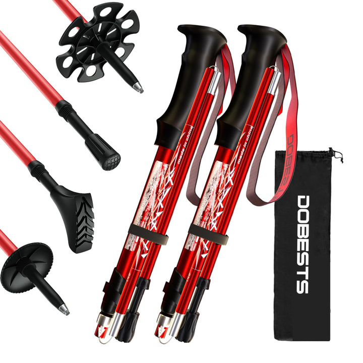 DOBESTS Wanderstöcke, Nordic Walking Stöcke Aluminium Rot Premium, Rot Premium