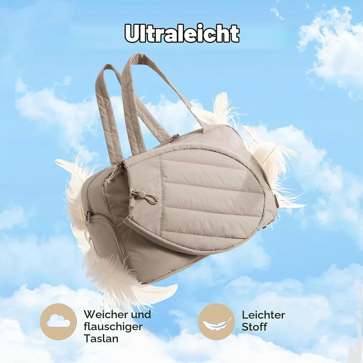 Badminton Tasche, Sporttasche Damen Grosse Kapazität Und Mehrere Fächer, Leichte Und Stylische Puffe