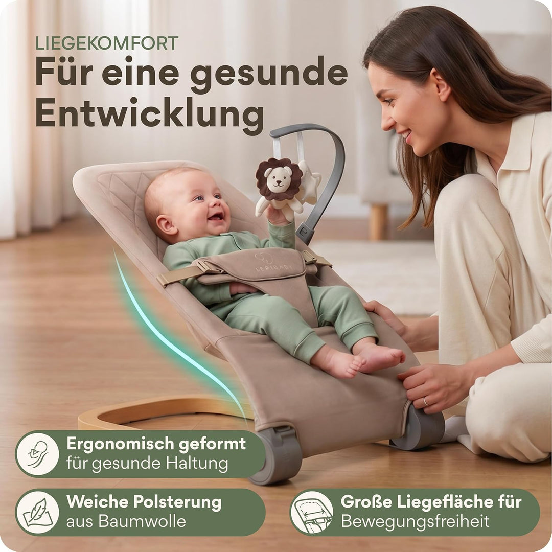 SamiBu Babywippe Faltbar &amp; Verstellbar | Baby Wippe Neugeborenen | Bouncer Newborn mit Spielbogen |