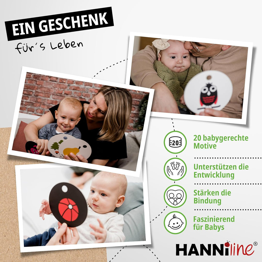 Kontrastkarten Baby [Made in EU] 20 Bilder 11 Karten Baby Spielzeug ab 3 Monate | mit Schlaufe, Elte