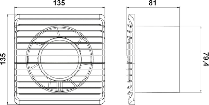 MKK Badlüfter Ø 80 mm Wandlüfter Ventilator Wandventilator Küche Kleinraum weiss Standard Ø 80 mm (M