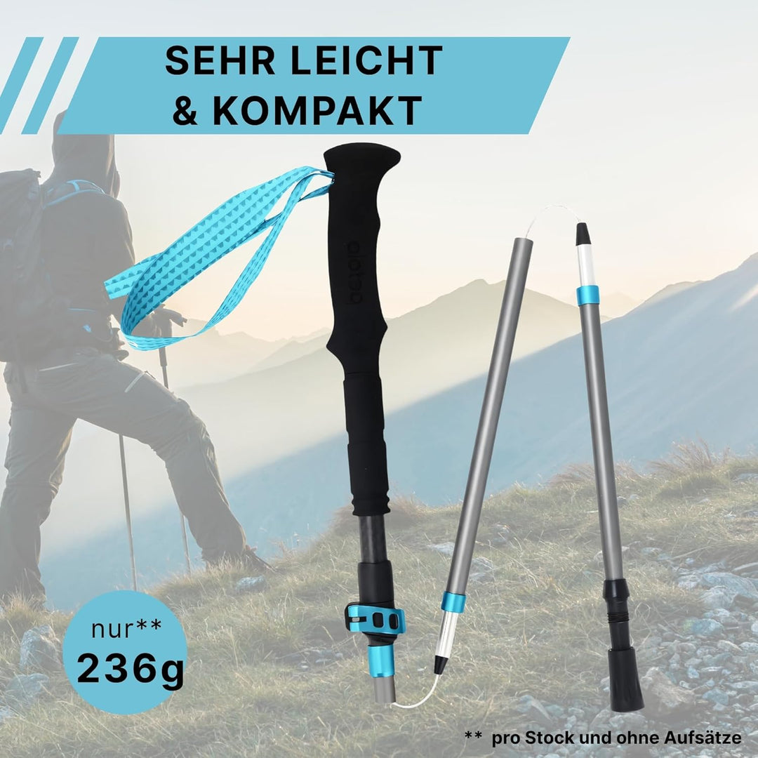 Wanderstöcke faltbar Carbon oder Aluminium mit Korkgriff | Bergsport Trekkingstöcke | Nordic Walking