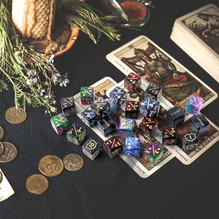 80 Stück MTG Würfelzähler-Set Premium，Schild Lebenszähler,Schlüsselwörter-Würfel,+1/+6 & -1/-6 Zähle