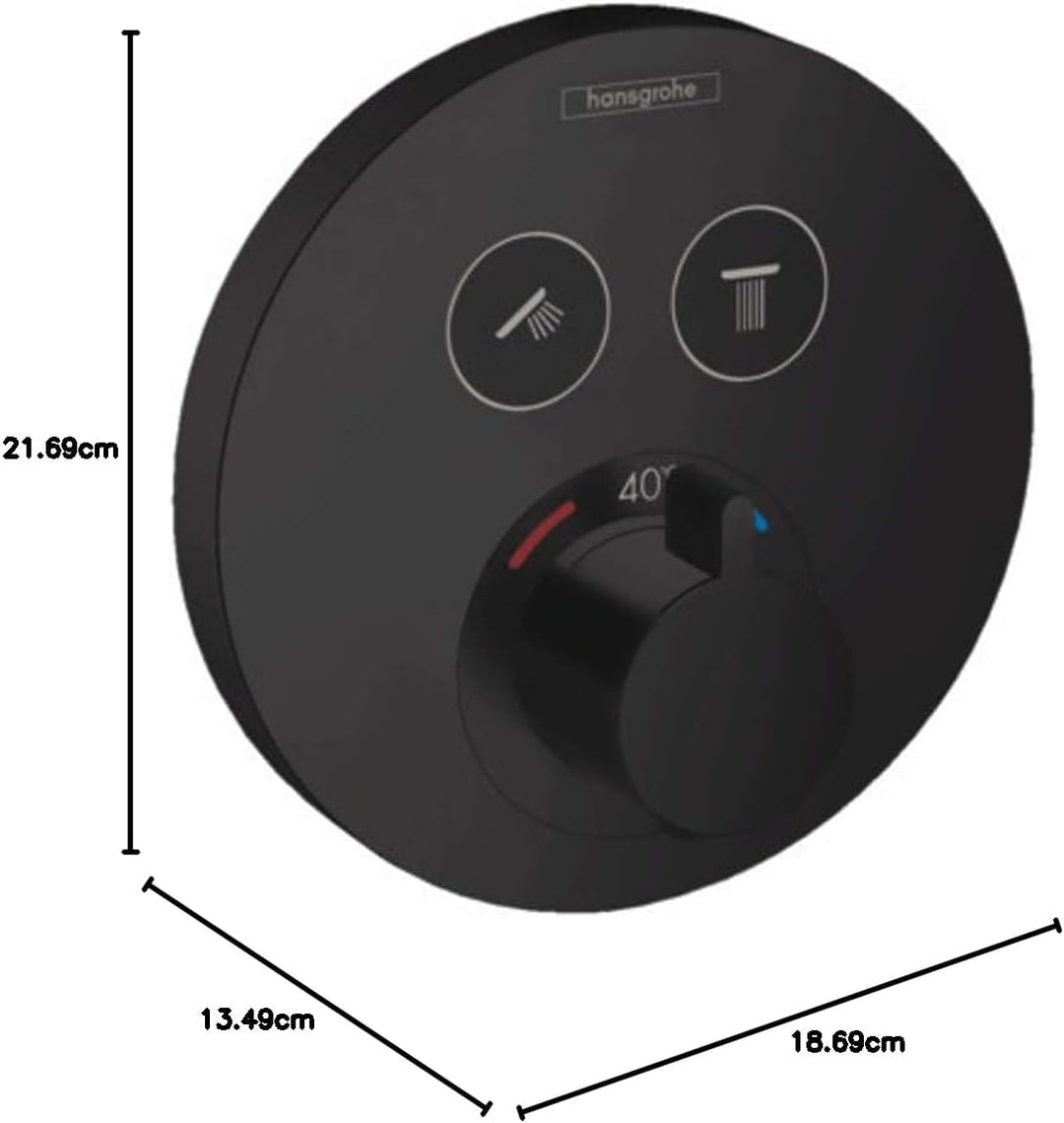 hansgrohe Unterputz Thermostat ShowerSelect S, für 2 Funktionen, Mattschwarz Mattschwarz 2 Funktione