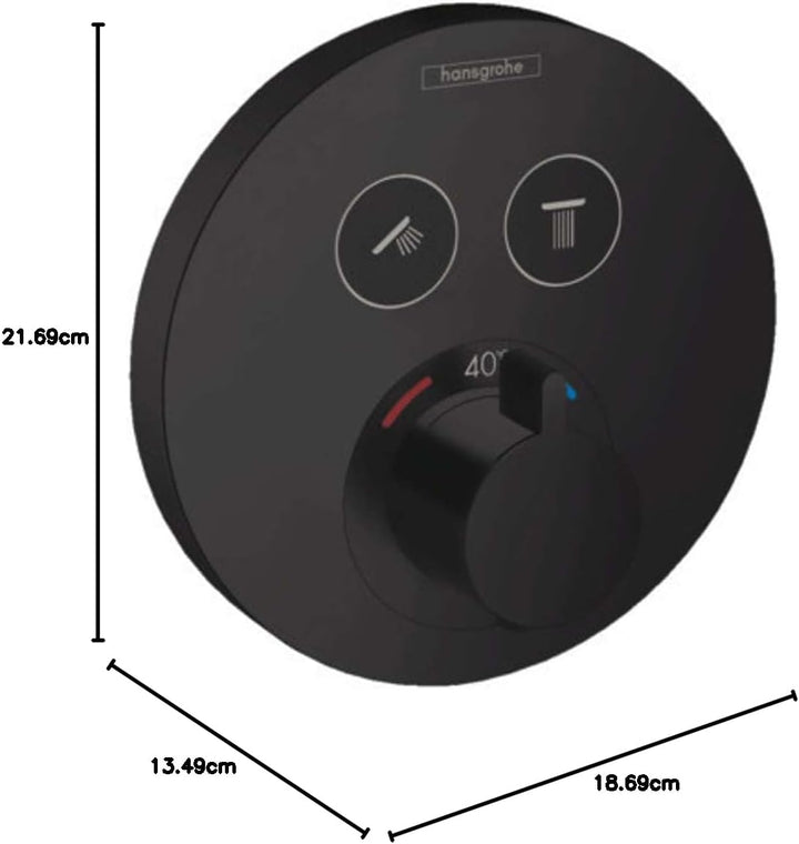 hansgrohe Unterputz Thermostat ShowerSelect S, für 2 Funktionen, Mattschwarz Mattschwarz 2 Funktione